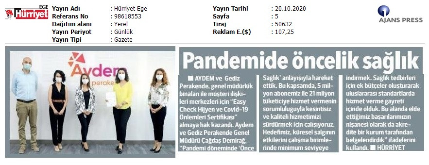  Covid-19 Önlem ve Hijyen Sertifikası 